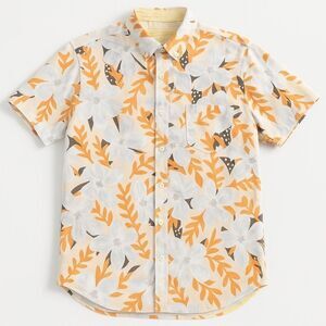 Descendant of Thieves Floral Orange and White Casual Button Down Shirt size med